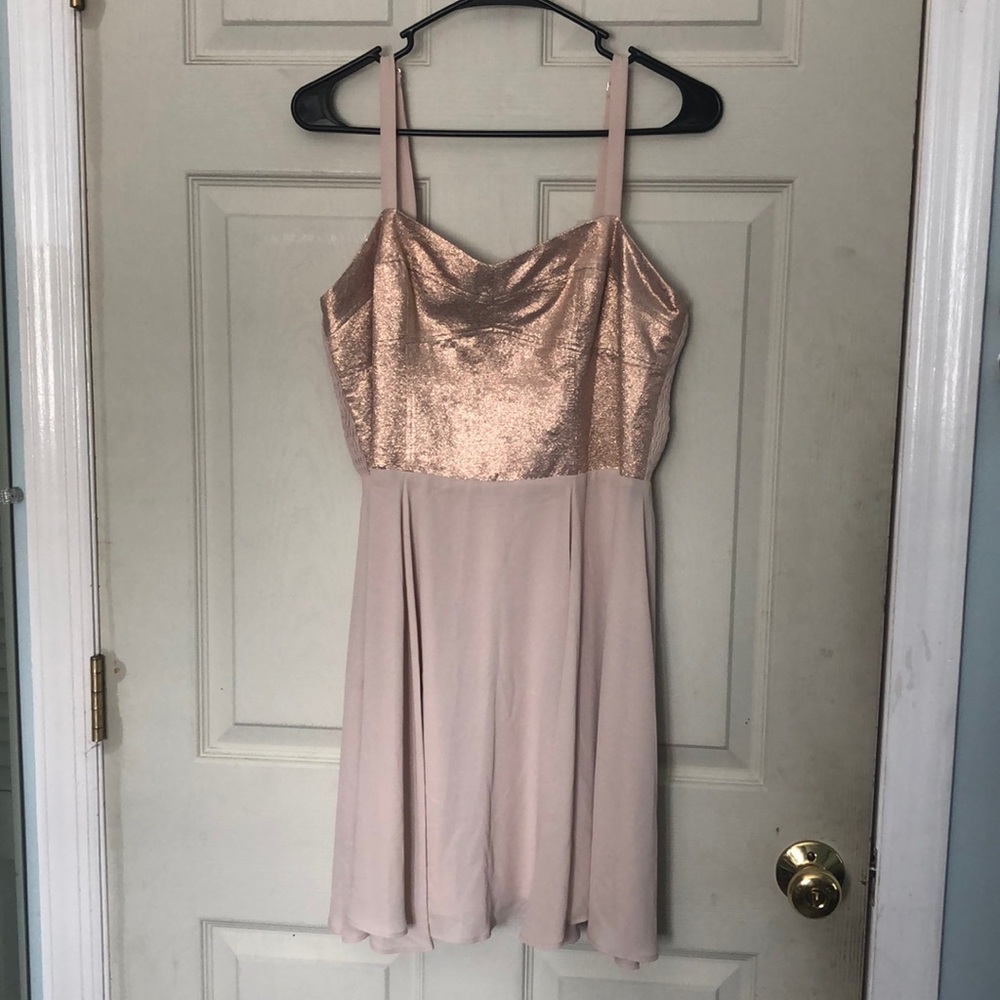 Nude/cream dress with rose gold accent dress